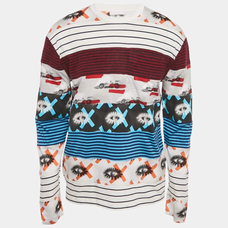 Pre Owned Prada Multicolor Multiprinted Cotton Knit Long Sleeve T-Shirt M