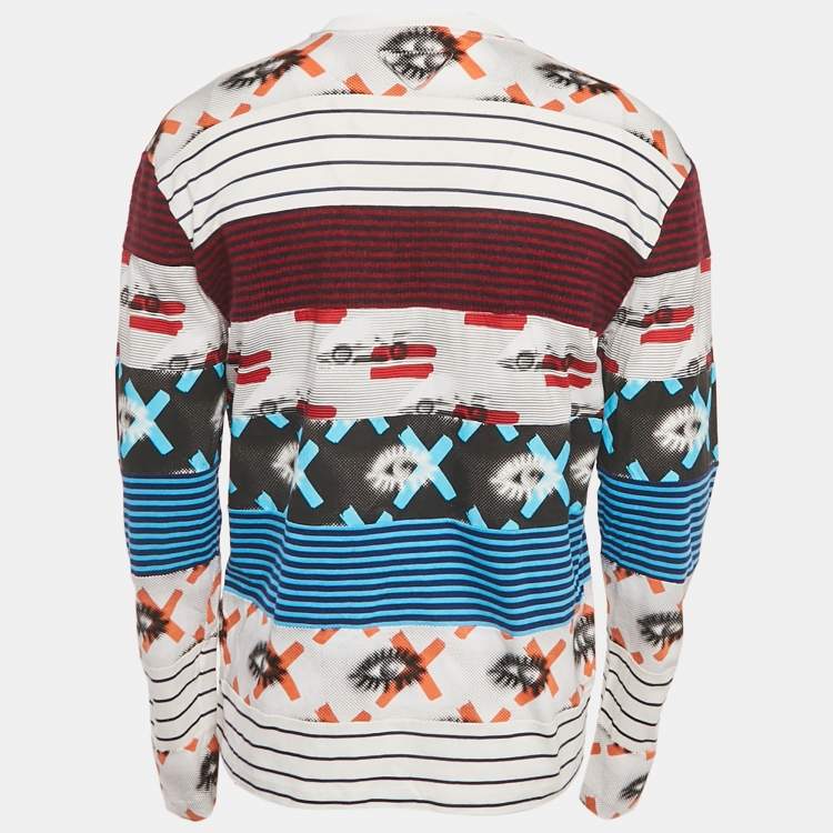 Pre Owned Prada Multicolor Multiprinted Cotton Knit Long Sleeve T-Shirt M