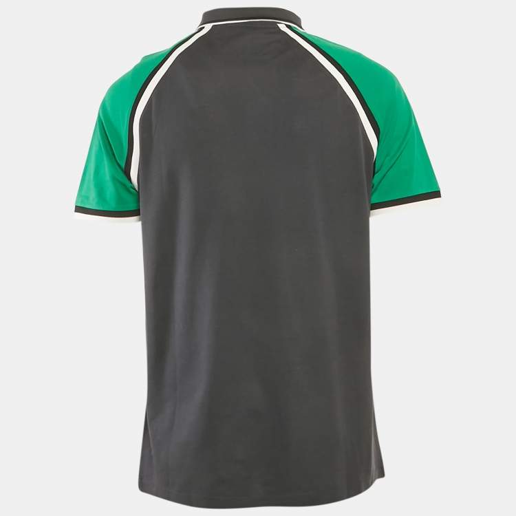 مملوكة مسبقًا Prada Grey Cotton Raglan Sleeve Polo T-Shirt L