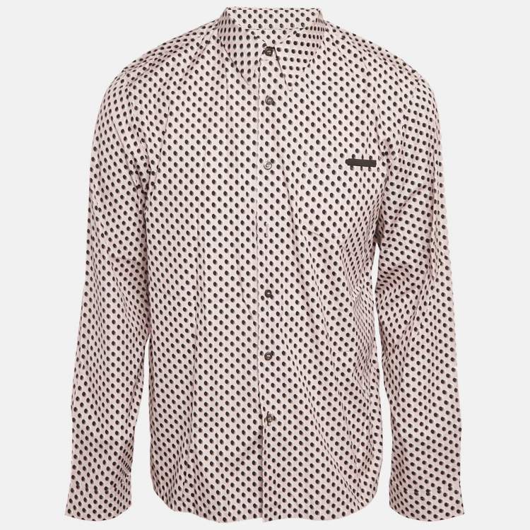 Pre Owned Prada Pink Cotton Polka Dot Shirt XL