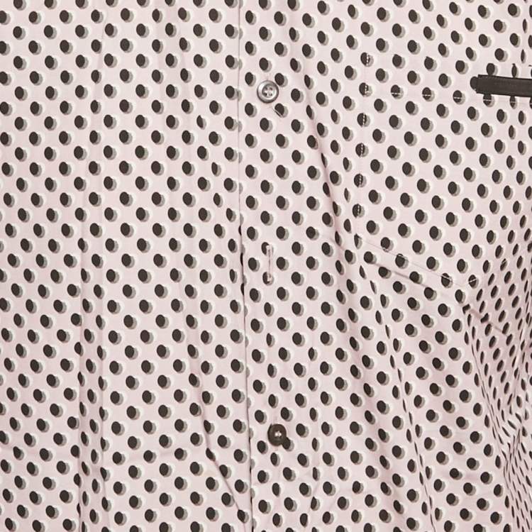 Pre Owned Prada Pink Cotton Polka Dot Shirt XL