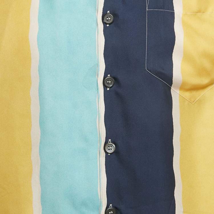 Pre Owned Prada Multicolor Striped Silk Bowling Shirt S