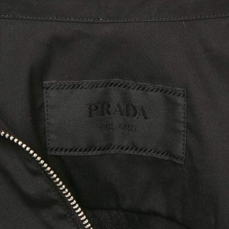 Pre Owned Prada Black Cotton Short Sleeve Zip Up Shirt XS