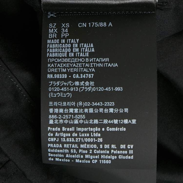 Pre Owned Prada Black Cotton Short Sleeve Zip Up Shirt XS