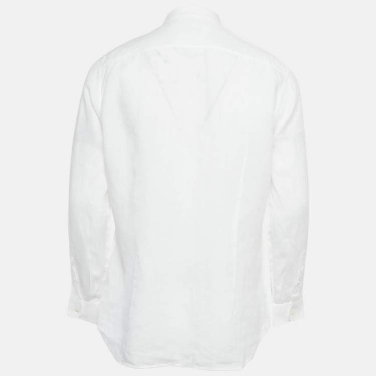 Pre Owned Prada White Cotton Long Sleeve Shirt M