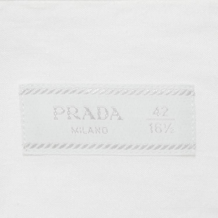 Pre Owned Prada White Cotton Long Sleeve Shirt M