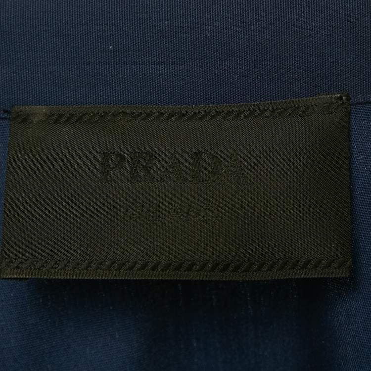 مملوكة مسبقًا Prada Blue Cotton Logo Print Short Sleeve Zip Shirt S