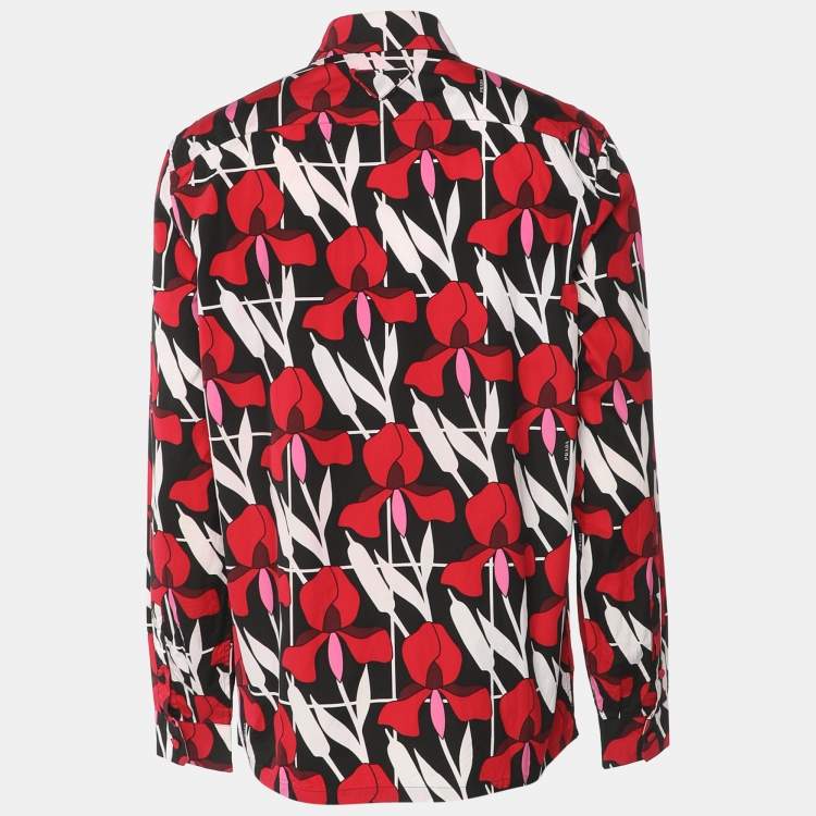 Pre Owned Prada Multicolor Floral Print Poplin Long Sleeve Shirt L