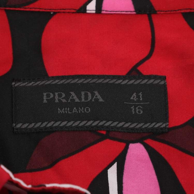 Pre Owned Prada Multicolor Floral Print Poplin Long Sleeve Shirt L