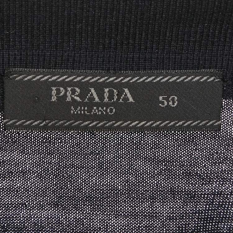 Pre Owned Prada Navy Blue Jersey Polo T-Shirt L