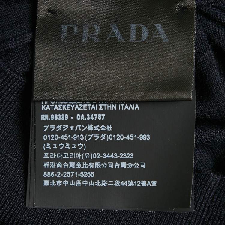 Pre Owned Prada Navy Blue Jersey Polo T-Shirt L