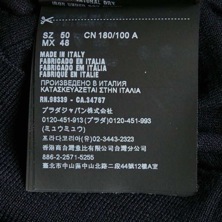 Pre Owned Prada Navy Blue Jersey Polo T-Shirt L