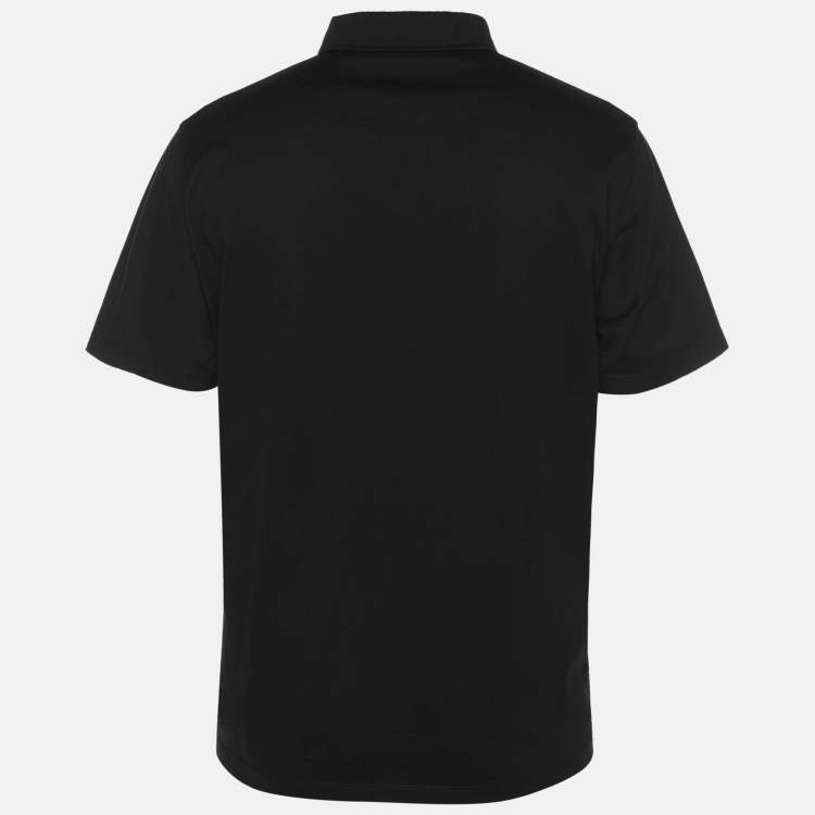 Pre Owned Prada Black Jersey Logo Applique Sleeve Polo T-Shirt XXL