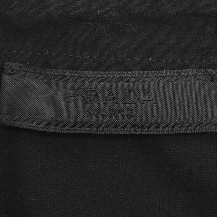 Pre Owned Prada Black Jersey Logo Applique Sleeve Polo T-Shirt XXL