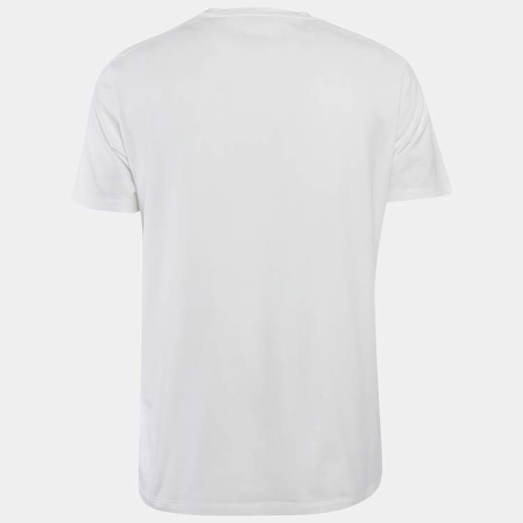 مملوكة مسبقًا Prada White Cotton Knit Pocket Logo Detail T-Shirt L