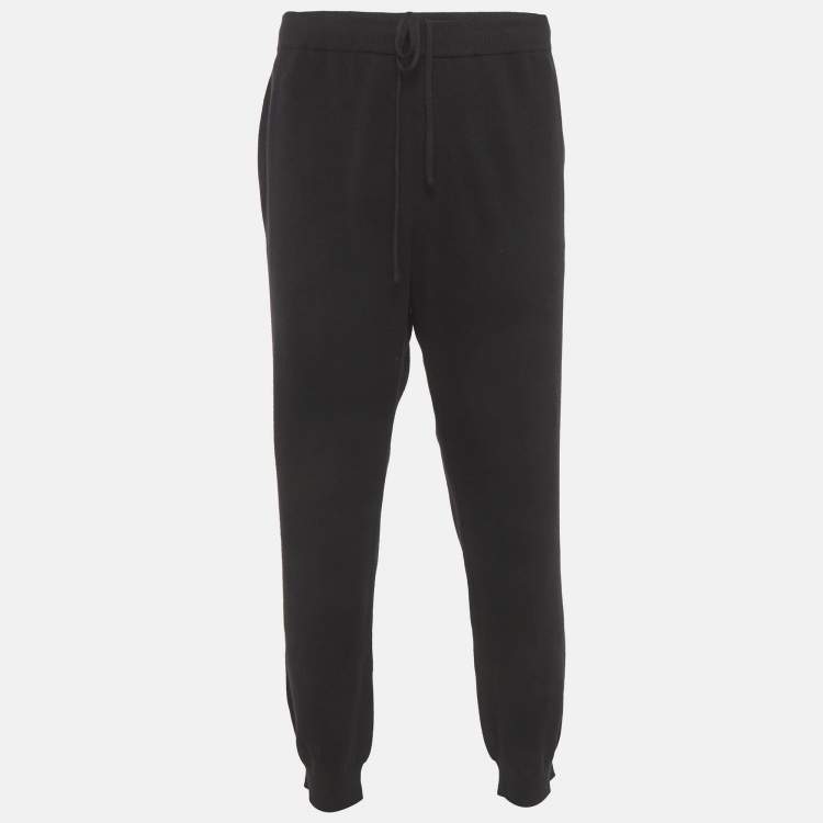 مملوكة مسبقًا بنطال كشمير أسود بجلد تقليم برادا بمقاس كبير جداً جداً (٤ اكس لارج)