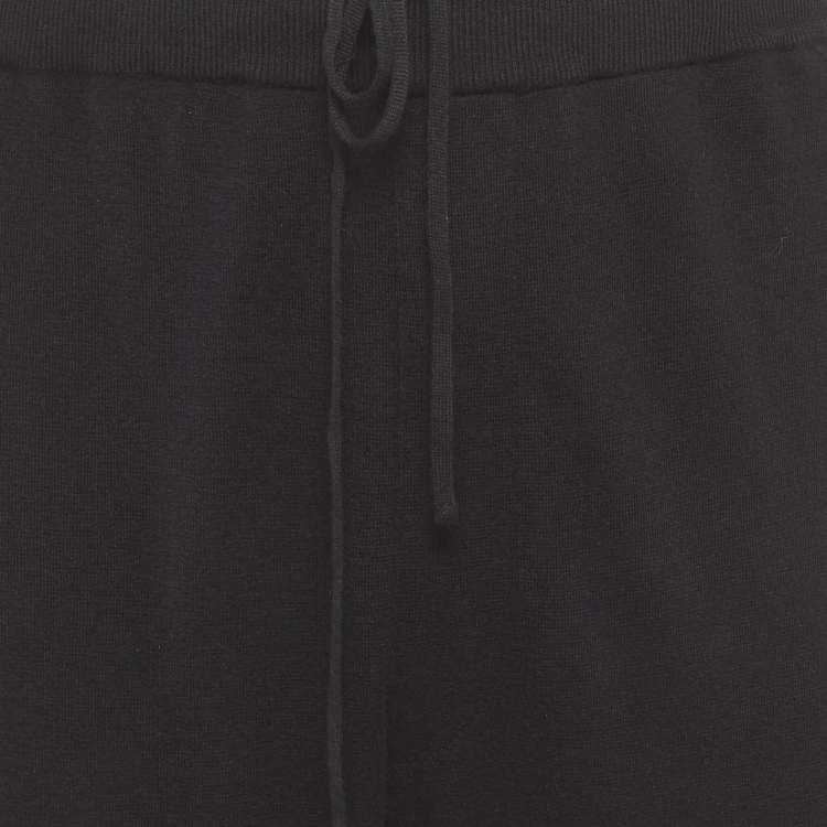 مملوكة مسبقًا بنطال كشمير أسود بجلد تقليم برادا بمقاس كبير جداً جداً (٤ اكس لارج)