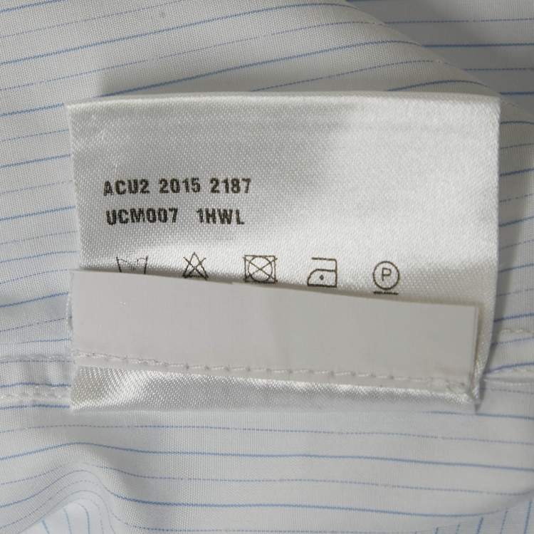 Pre Owned Prada White/Blue Pinstriped Poplin Shirt L