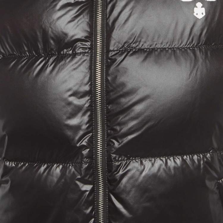 Pre Owned Prada Black Logo Print Nylon Puffer Down Gilet S