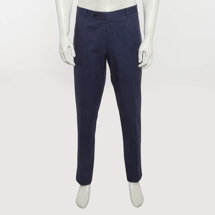 Pre Owned Prada Blue Cotton Formal Trousers XXXL