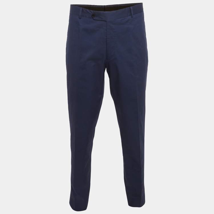 Pre Owned Prada Blue Cotton Formal Trousers XXXL