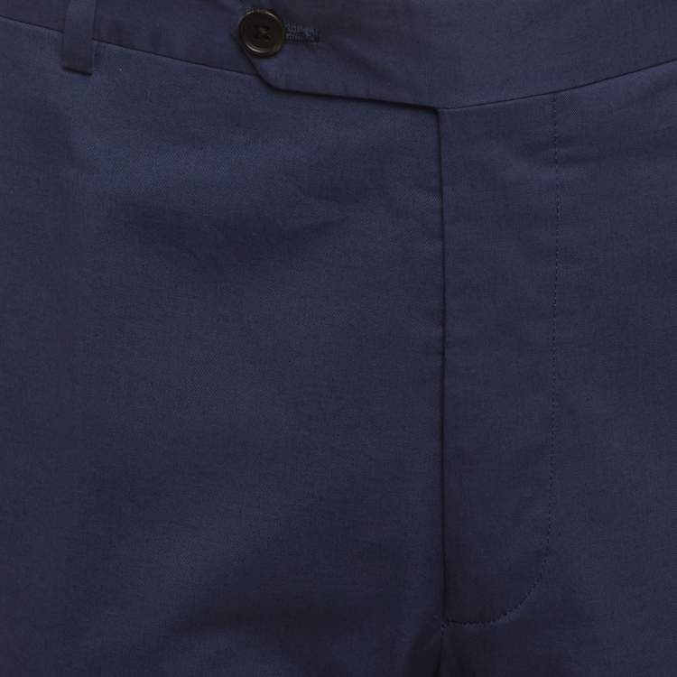 Pre Owned Prada Blue Cotton Formal Trousers XXXL