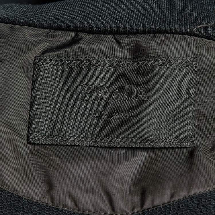 Pre Owned Prada Black Cotton & Polyamide Zip Up Jacket M