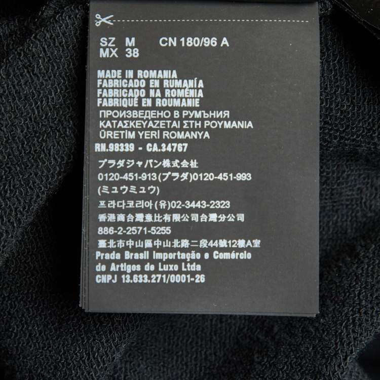 Pre Owned Prada Black Cotton & Polyamide Zip Up Jacket M