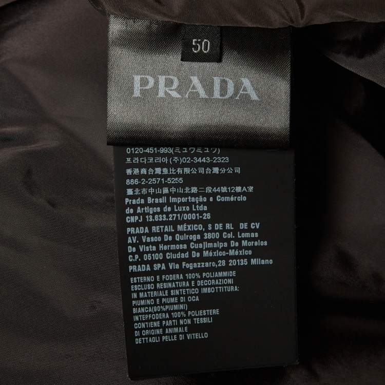 Pre Owned Prada Black Enamel Triangle Logo Nylon Quilted Jacket L