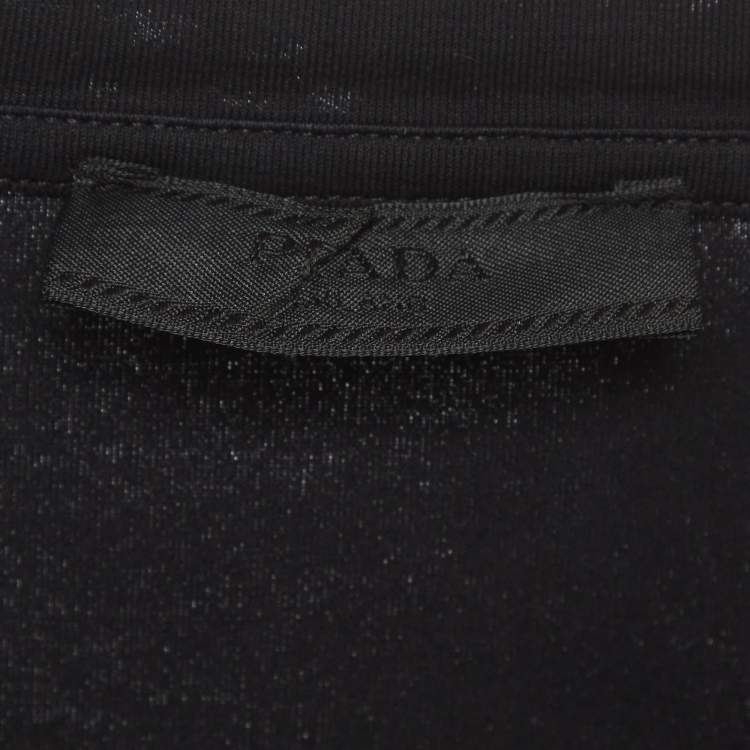 Pre Owned Prada Black Logo Embroidered Jersey T-Shirt XL