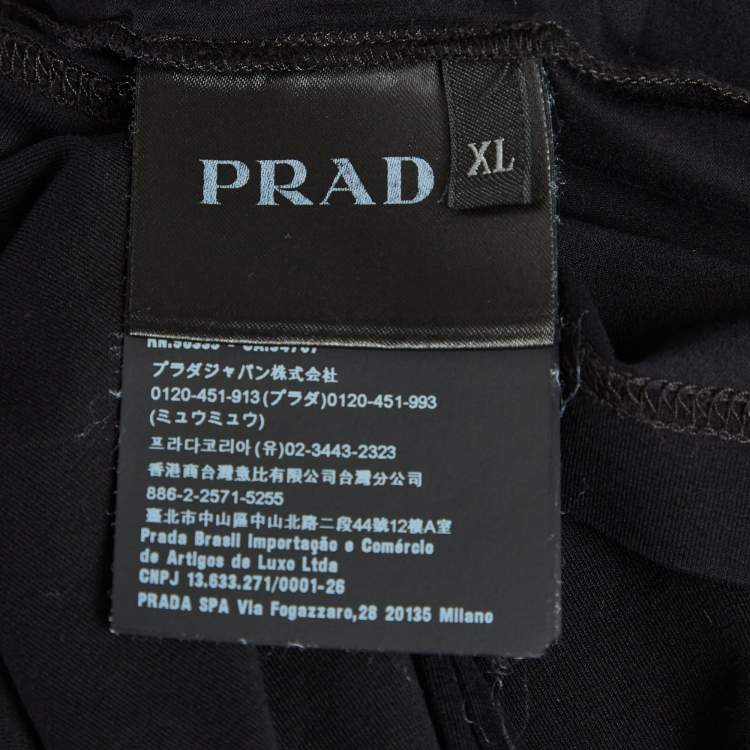 Pre Owned Prada Black Logo Embroidered Jersey T-Shirt XL