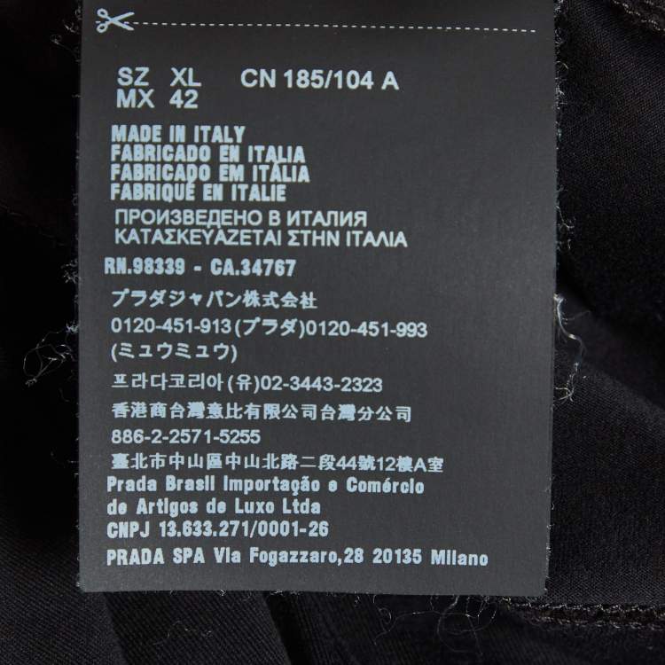 Pre Owned Prada Black Logo Embroidered Jersey T-Shirt XL
