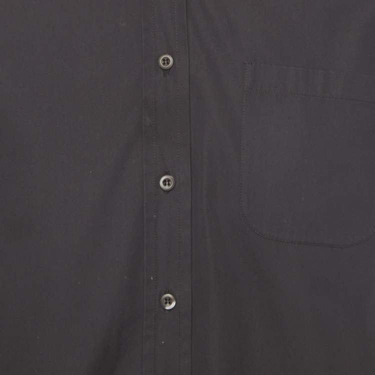 Pre Owned Prada Black Cotton Triangle Logo Short Sleeve Shirt XS