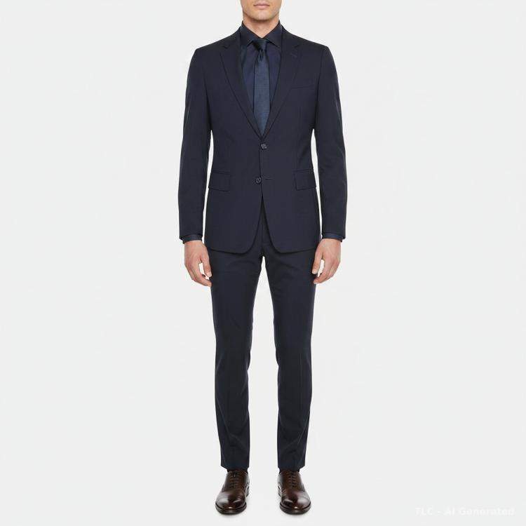 Pre Owned Prada Navy Blue Wool Single Breasted Suit and Pants Set S
