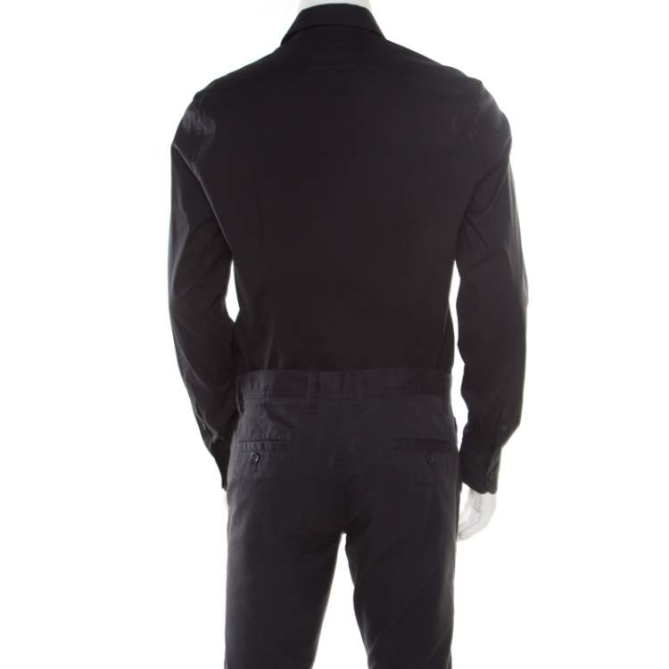 مملوكة مسبقًا Prada Black Cotton Stretch Button Front Long Sleeve Shirt L