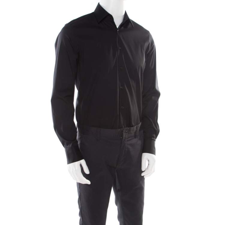 Prada Black Cotton Stretch Button Front Long Sleeve Shirt L Prada | TLC