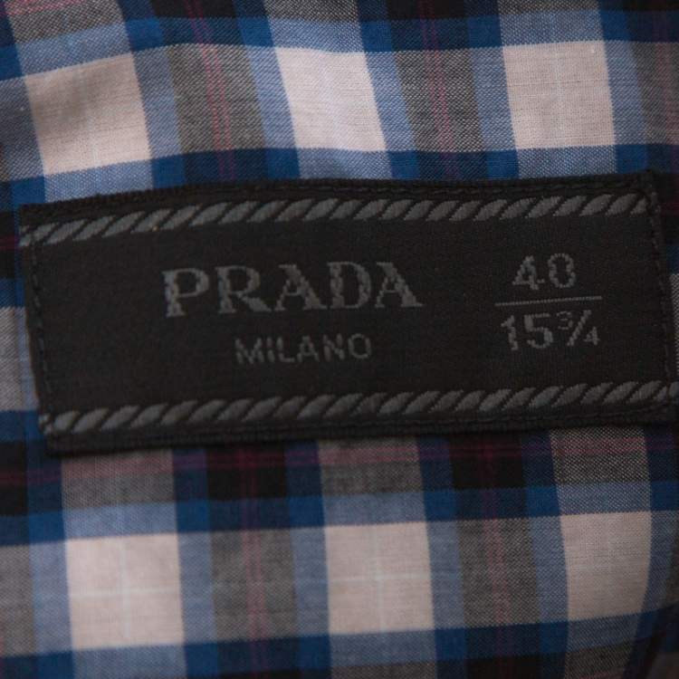 Pre Owned Prada Multicolor Check Cotton Short Sleeve Bowling Shirt L 