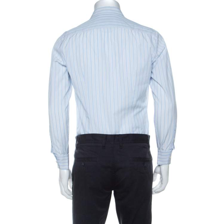 Pre Owned Prada Multicolor Striped Cotton Button Front Long Sleeve Shirt M