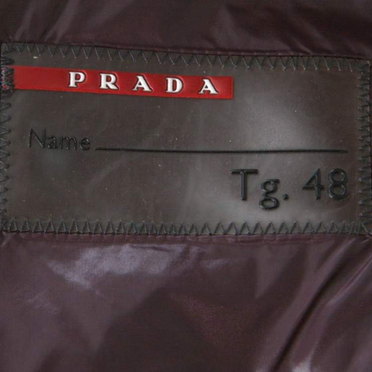 Pre Owned Prada Grey Herringbone Check Padded Blazer M