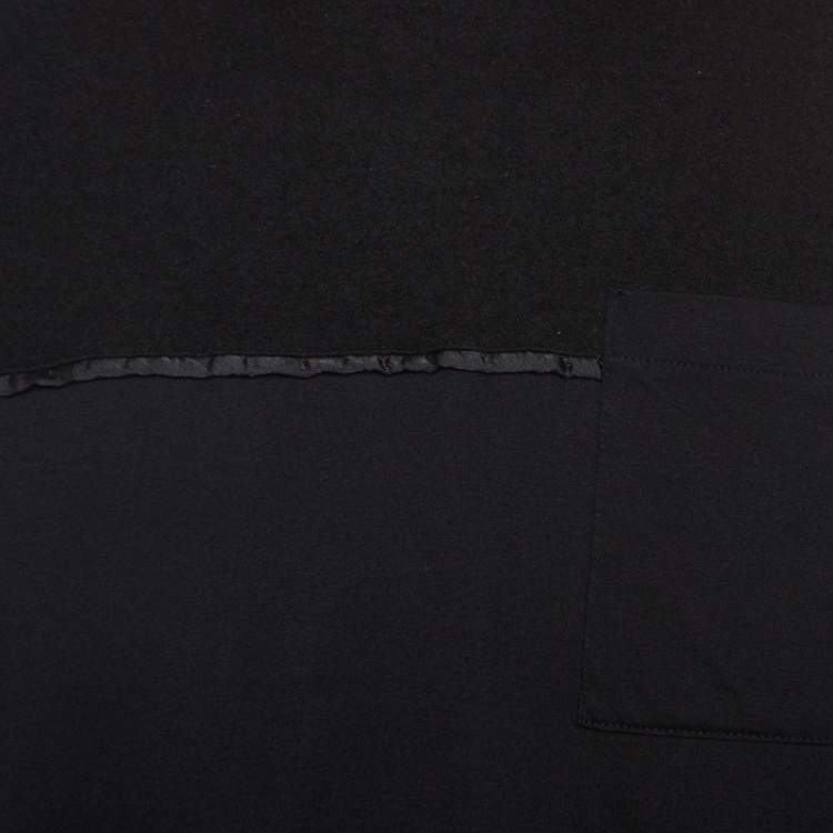 مملوكة مسبقًا Prada Black Wool Yoke Detail T-Shirt L