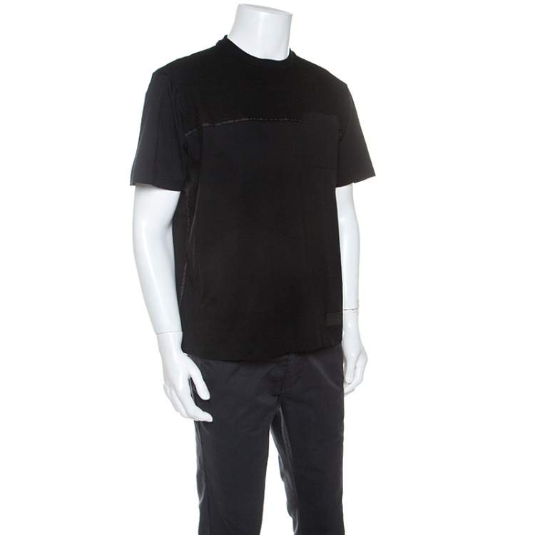 Prada Black Wool Yoke Detail T-Shirt L Prada | TLC