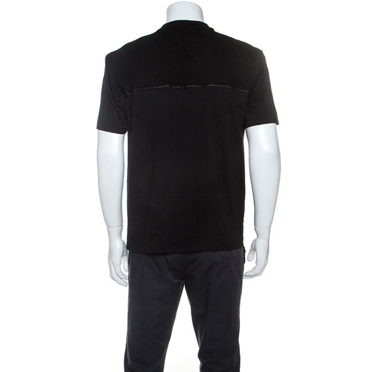 مملوكة مسبقًا Prada Black Wool Yoke Detail T-Shirt L