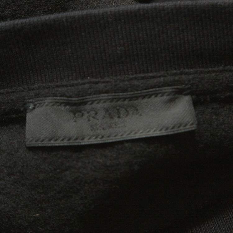 مملوكة مسبقًا Prada Black Wool Yoke Detail T-Shirt L