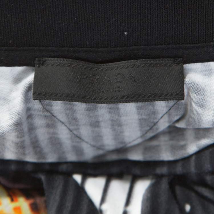 Pre Owned Prada Dark Grey Printed Cotton Crew Neck T-Shirt XL