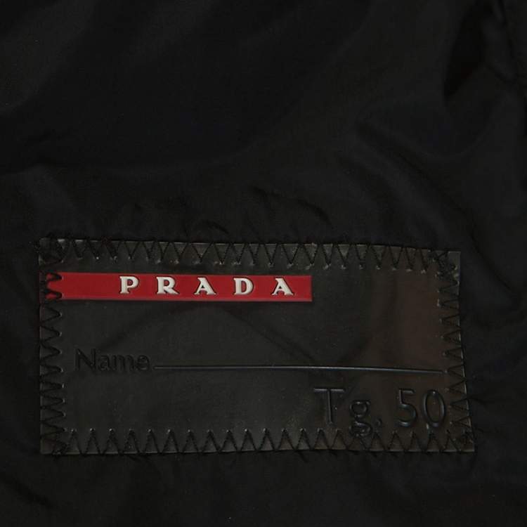 مملوكة مسبقًا Prada Black Sheep Skin Detail Zip Front Jacket L 