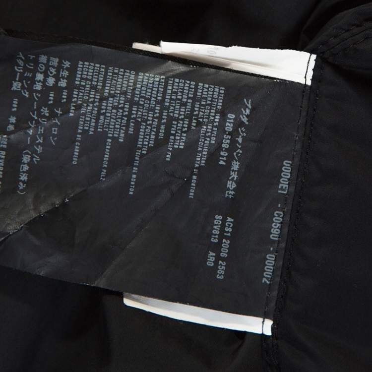 مملوكة مسبقًا Prada Black Sheep Skin Detail Zip Front Jacket L 
