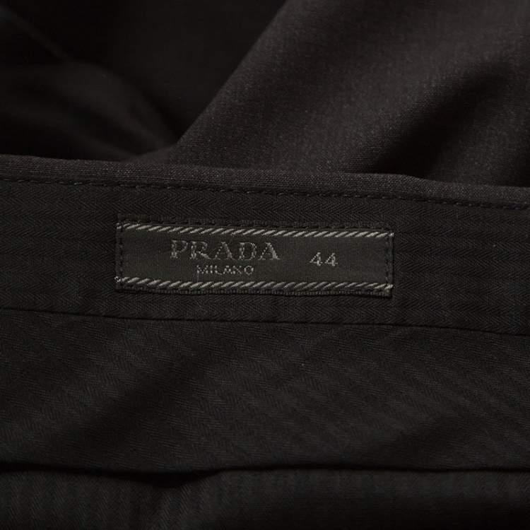 Pre Owned Prada Charcoal Grey Wool Slim Fit Trousers XS