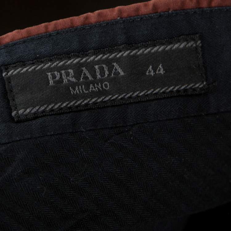 Pre Owned Prada Brown Cotton Tapered Trousers XS