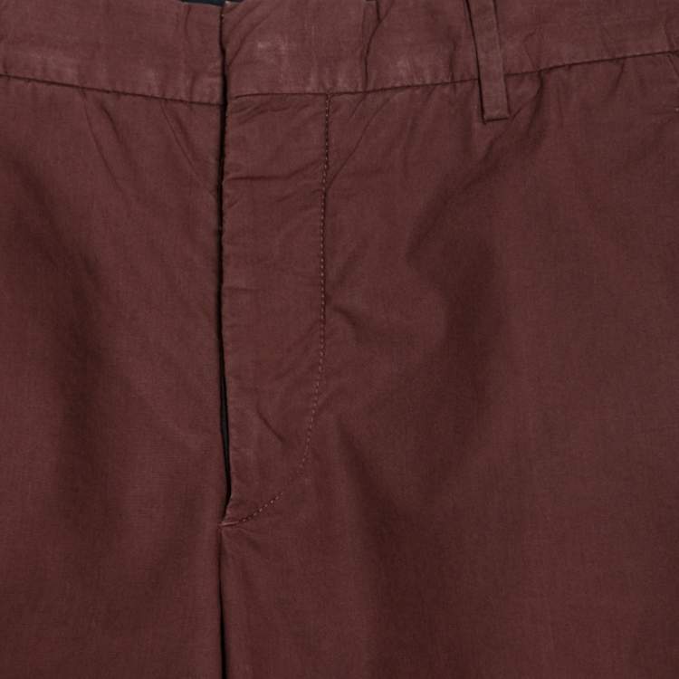 Pre Owned Prada Brown Cotton Tapered Trousers XS