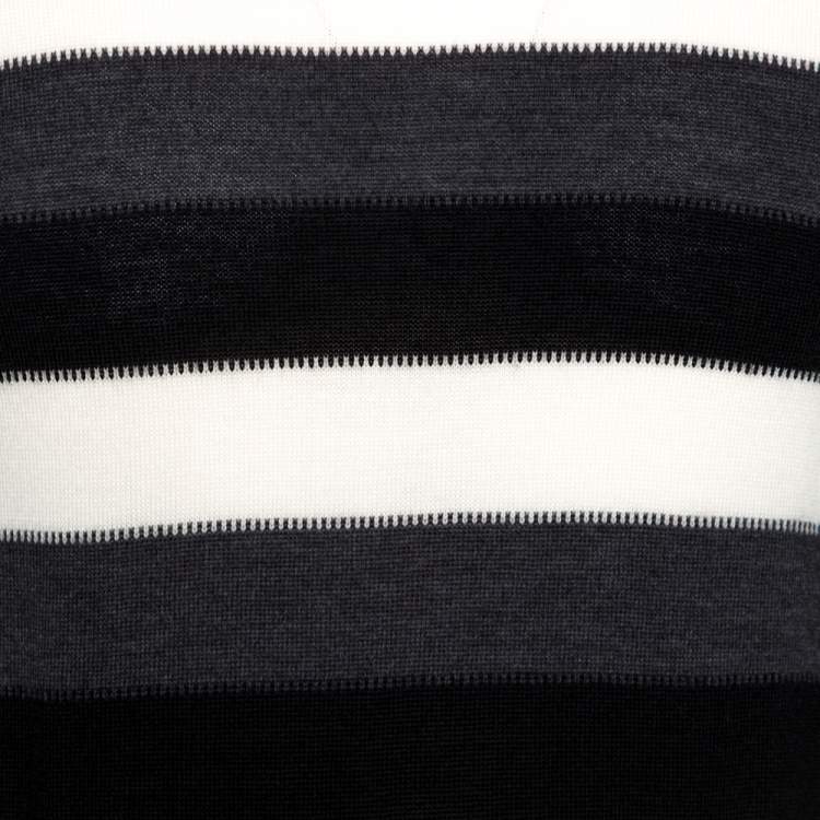 Pre Owned Prada Tricolor Striped Wool Crewneck Sweater L